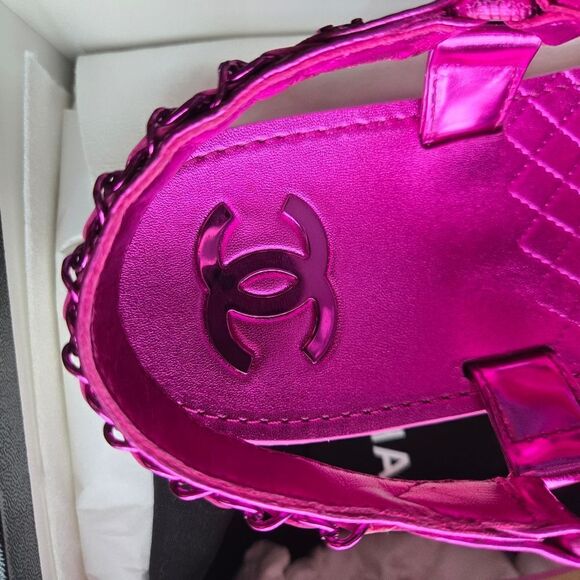 Chanel Pink sandals shoes size 40 New - Picture 5 of 13